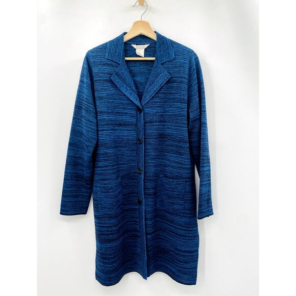 Misook M Blue Knit Long Cardigan Jacket
